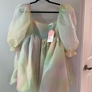 Selkie puff dress in Large NWT rainbow